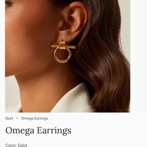Omega Gold Hoop-and-Bar Earrings